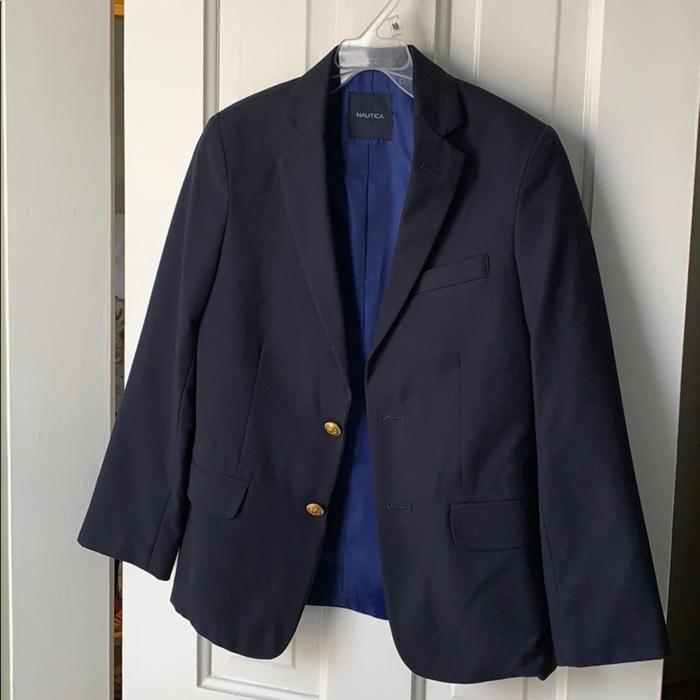 Boys Nautica navy sport jacket with brass buttons